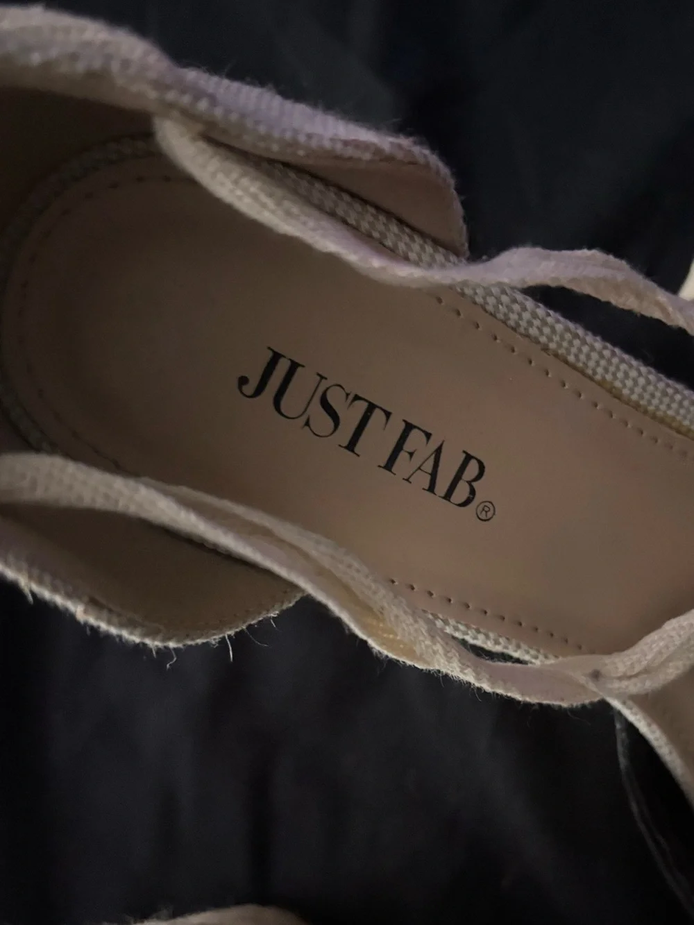 JustFab Black and Cream Lace-Up Espadrille Wedges